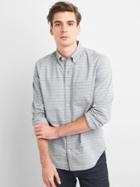 Gap Men Oxford Print Shirt - Black/gray Feeder Stripe