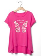 Gap Glitter Graphic Swing Tee - Royal Fuchsia