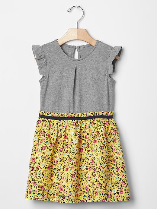 Gap Mix Fabric Flutter Dress - Yellow Floral