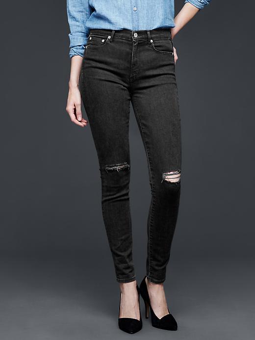 Gap Women 1969 Destructed Resolution True Skinny High Rise Jeans - Blue