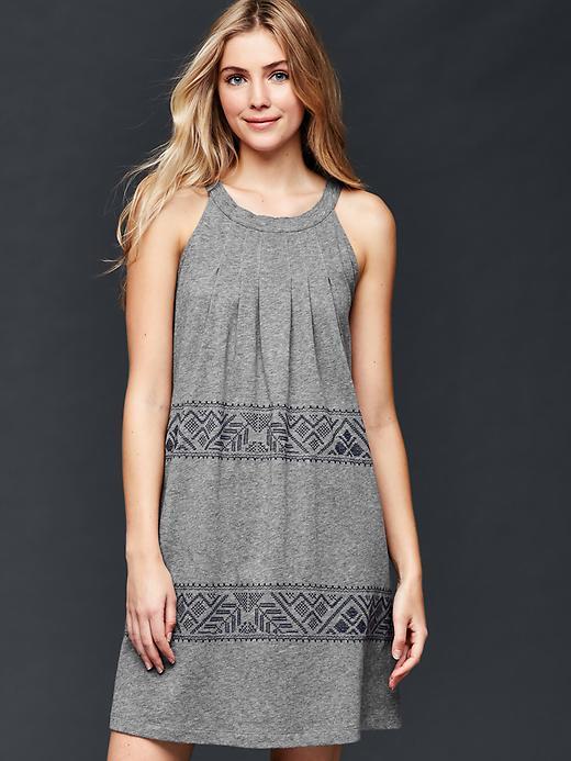 Gap Women Pleated Slub Dress - Charcoal
