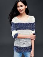 Gap Women Marled Colorblock Sweater - Blue Color Block