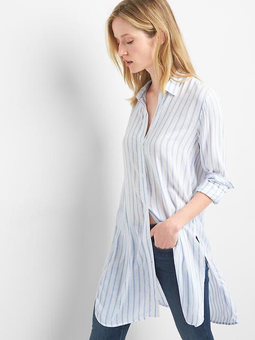 Gap Women Stripe Drapey Tunic - Blue Stripe