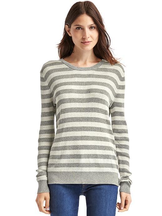 Gap Women Stripe Crewneck Sweater - Grey Stripe