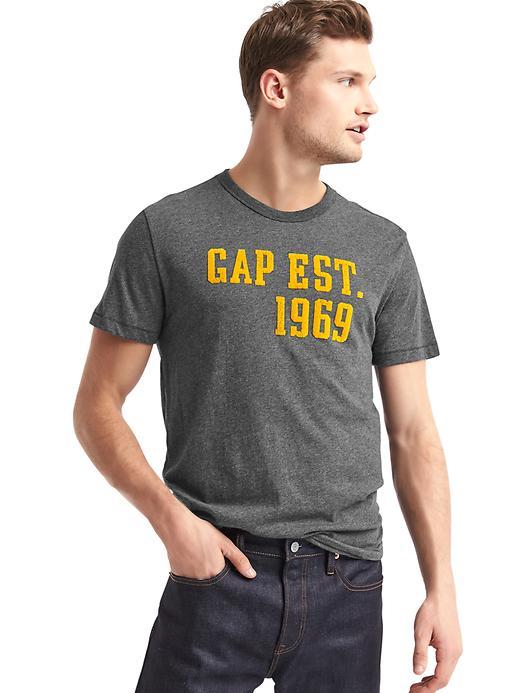 Gap Men Vintage Logo Crew Tee - Charcoal Gray