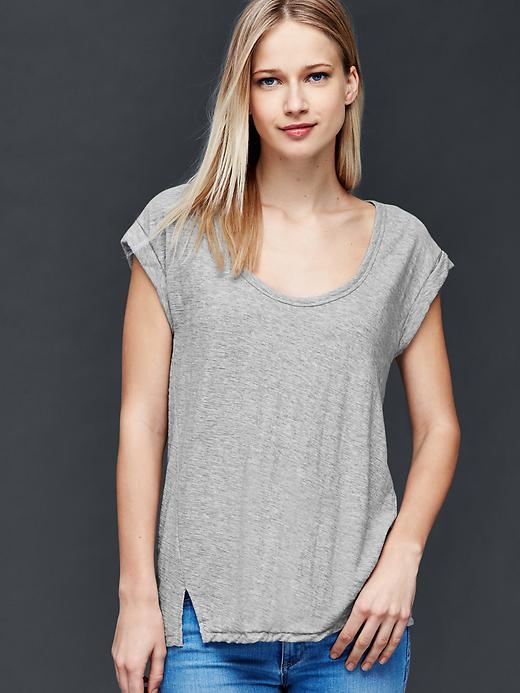 Gap Slub Roll Sleeve Tee - Grey Heather
