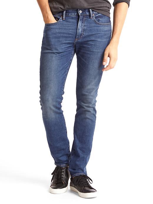 Gap Men Stretch 1969 Skinny Fit Jeans - Washed Dark Blue