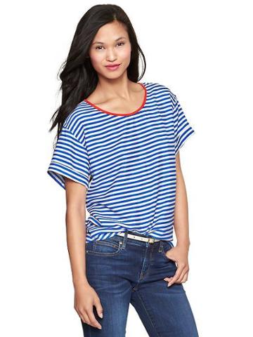 Gap Striped Silk Top - Blue & White Stripe
