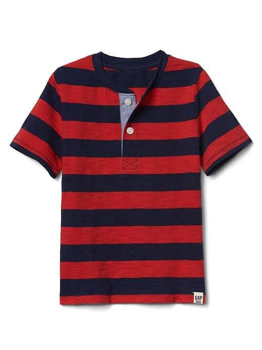 Gap Rugby Stripe Slub Henley - Pepper Red