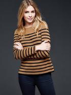 Gap Women Stripe Boatneck Sweater - Camel Stripe