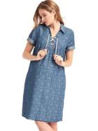 Gap Tencel Lace Up Neckline Dress - Light Indigo