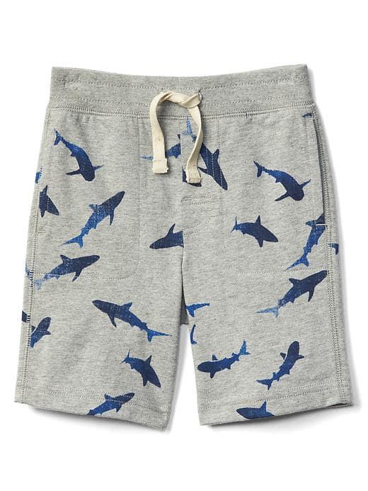 Gap Print Pull On Shorts - Light Heather Gray