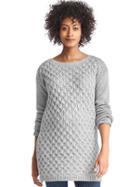 Gap Honeycomb Cable Sweater Tunic - Light Heather Gray