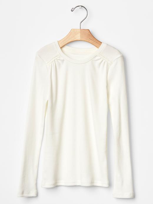 Gap Ribbed Lace Trim Tee - New Off White