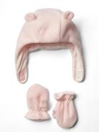 Gap Pro Fleece Bear Hat And Mittens - Pink Cameo