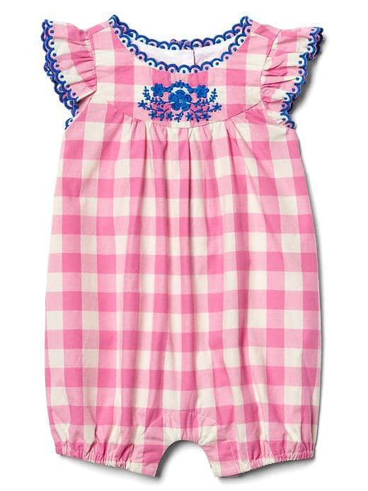 Gap Gingham Flutter Shorty One Piece - Pixie Dust Pink