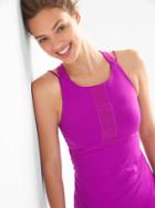 Gap Women Medium Impact Strappy Shelf Tank - Fuchsia Shock