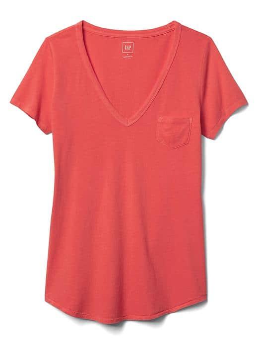 Gap Women Vintage Wash V Neck Tee - Hula Red