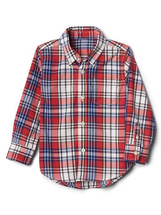 Gap Plaid Poplin Button Down Shirt - Modern Red