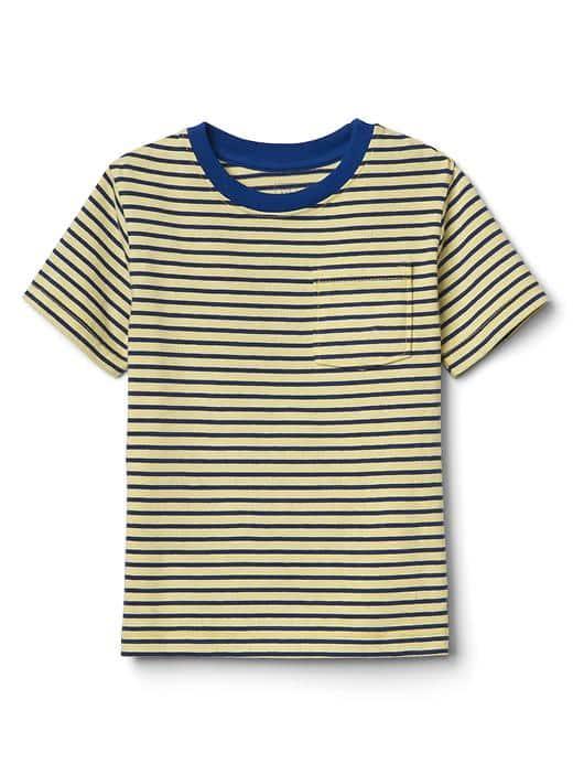 Gap Stripe Short Sleeve Pocket Tee - Lemon Drop
