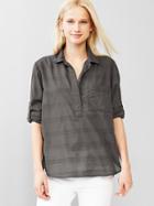 Gap Women Dobby Lightweight Henley Shirt - Soft Black