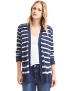 Gap Women Stripe Open Front Cardigan - Dark Night