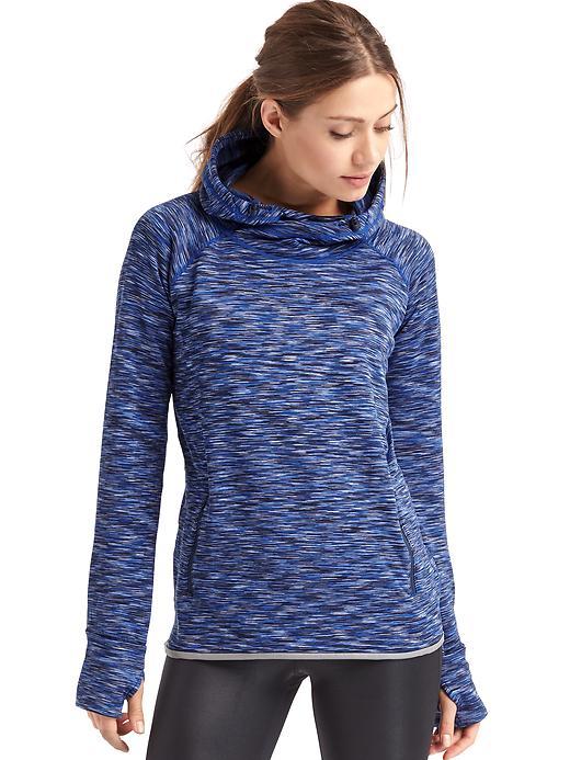 Gap Women Brushed Fleece Spacedye Pullover Hoodie - Steel Blue