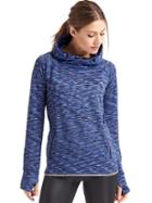 Gap Women Brushed Fleece Spacedye Pullover Hoodie - Steel Blue