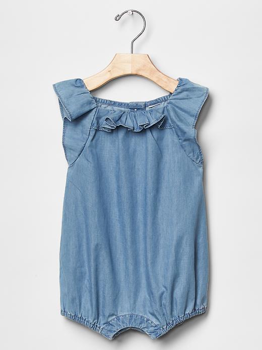Gap 1969 Chambray Ruffle One Piece - Medium Indigo