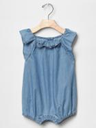 Gap 1969 Chambray Ruffle One Piece - Medium Indigo