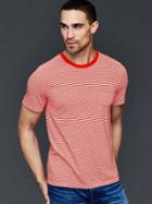 Gap Men Vintage Wash Feeder Stripe T Shirt - Red Stripe