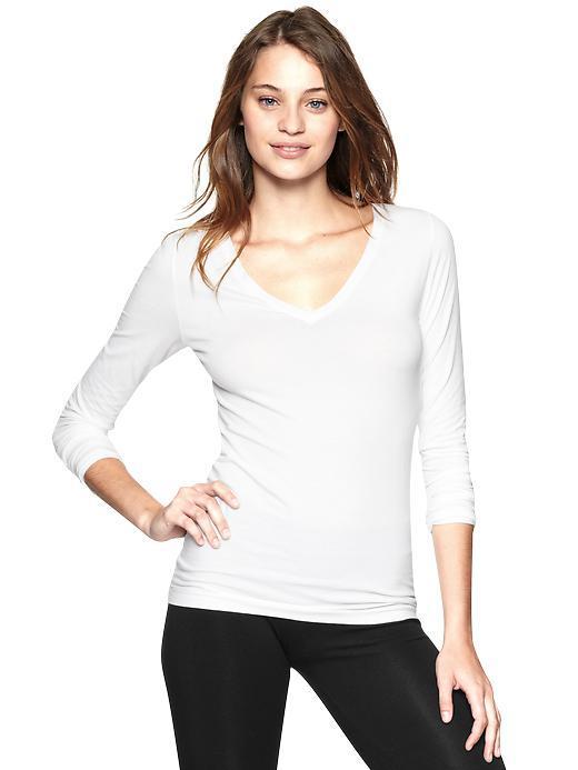 Gap Womens Pure Body Long-sleeved V-neck Shirt - White