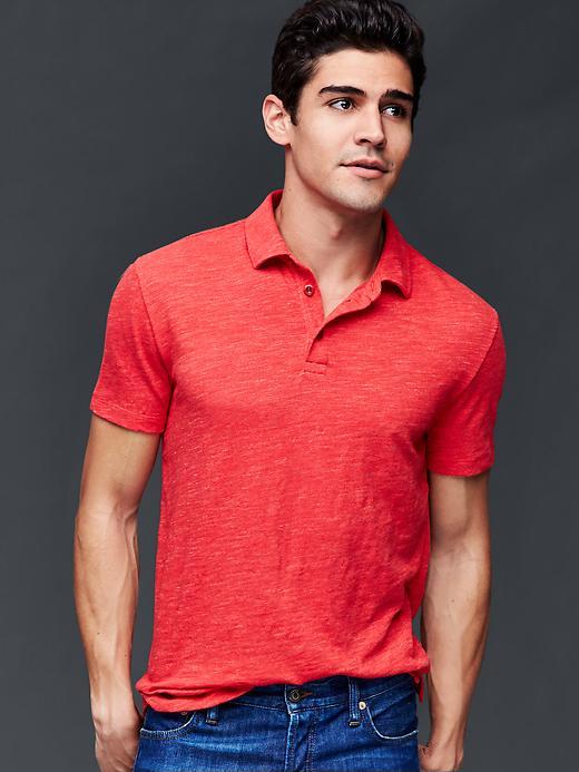 Gap Men Heathered Polo - Orange Heather