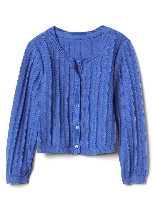 Gap Ribbed Crew Cardigan - Belle Blue