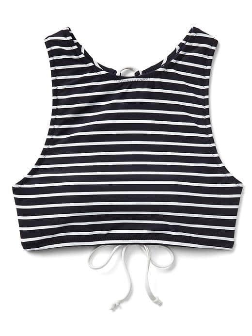 Gap Women Stripe High Neck Criss Cross Bikini Top - Navy Stripe