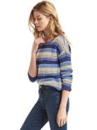 Gap Women Stripe Crochet Sweater - Blue Stripe