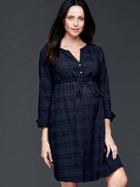 Gap Women Dobby Flare Dress - Midnight