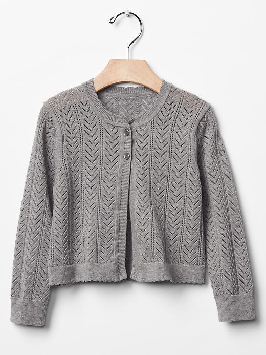 Gap Pointelle Knit Cardigan. - Grey Heather