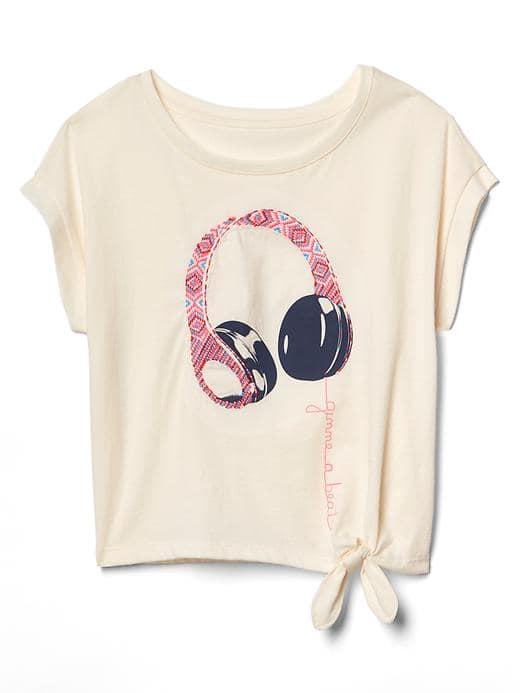 Gap Women Embellished Graphic Side Tie Tee - Ivory Frost