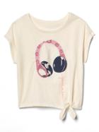 Gap Women Embellished Graphic Side Tie Tee - Ivory Frost