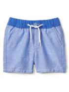 Gap Linen Cotton Pull On Shorts - Blue Oxford