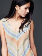 Gap Women Linen Chevron Smock Tank - Multi Stripe