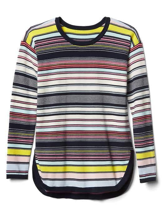 Gap Women Multi Stripe Hi Lo Sweater - Blue Galaxy