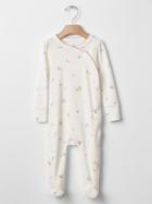 Gap Floral Bird Picot Trim One Piece - White