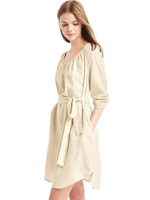 Gap Women Tencel Shirred Boatneck Dress - Anchorage Cream