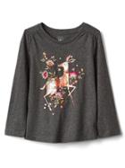 Gap Metallic Graphic Long Sleeve Tee - Reindeer Games