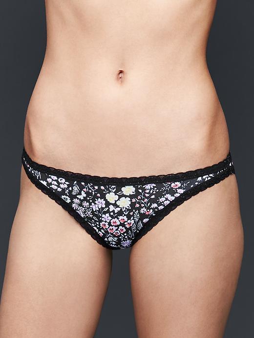 Gap Women Lace Trim Skinny Bikini - Romantic Floral Black