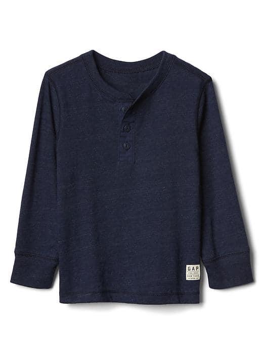 Gap Logo Long Sleeve Henley - Elysian Blue