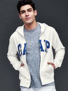 Gap Men Logo Heavyweight Zip Hoodie - New Off White