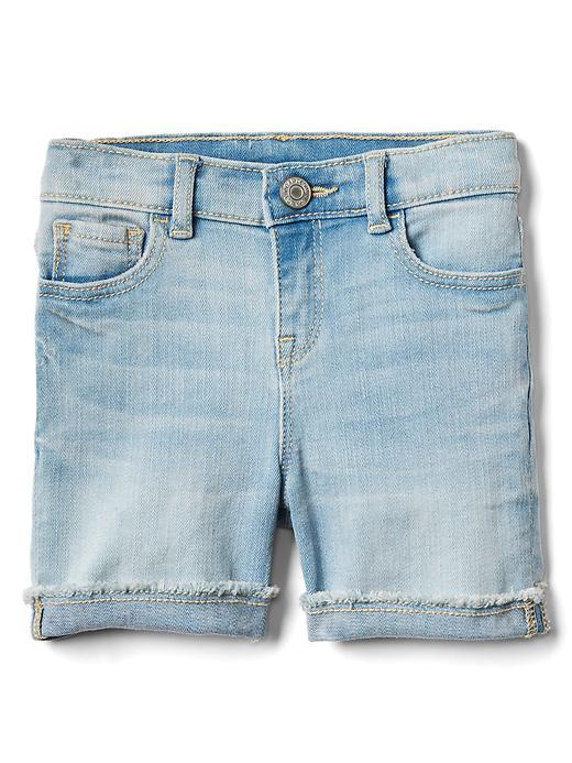 Gap Stretch Distress Midi Shorts - Light Wash